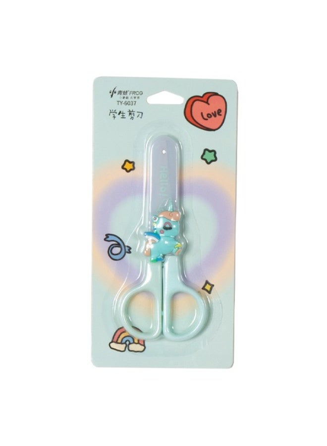 مقص أمان للأطفال مع غطاء واقٍ ومقص حرفي ذو طرف حاد للأطفال - أخضر