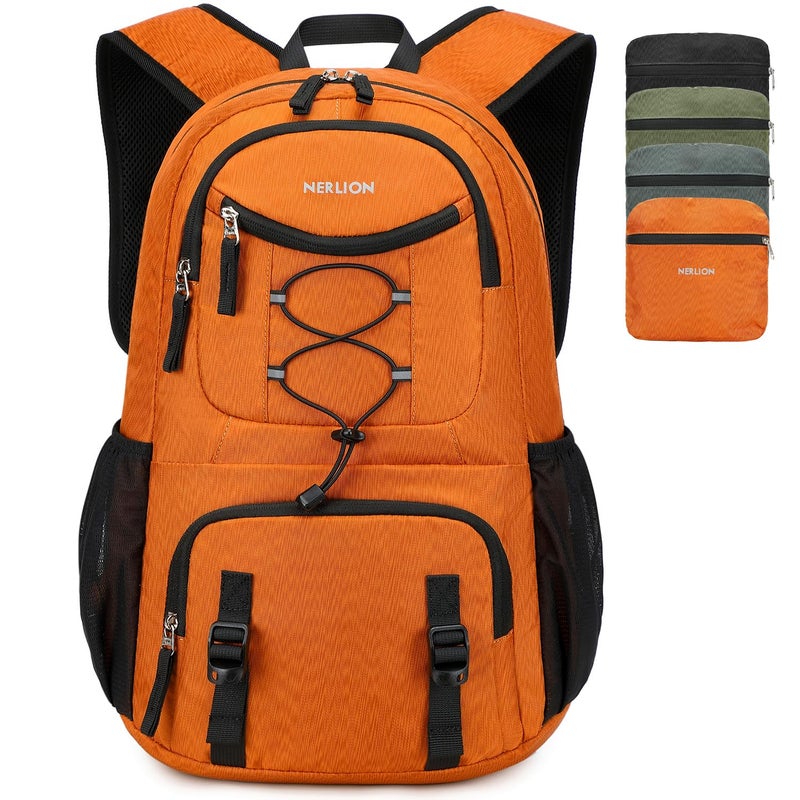 NerIion Nerlion Lightweight Foldable 35L Hiking Backpack Travel Backpack for Men Women Camping Waterproof Outdoor Hiking Daypack Backpack Orange - Image 1