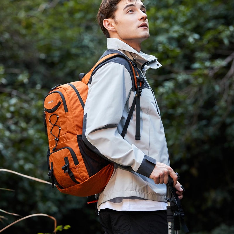 NerIion Nerlion Lightweight Foldable 35L Hiking Backpack Travel Backpack for Men Women Camping Waterproof Outdoor Hiking Daypack Backpack Orange - Image 2