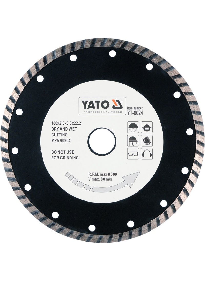 Yato - YATO Diamond Blade "Turbo" 180x2.8x22.2mm  YT-6024 - Image 1