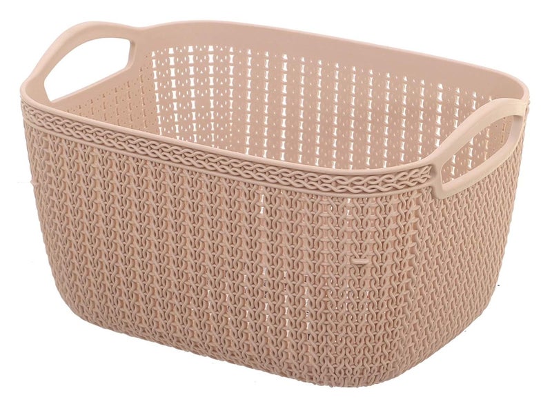 Kuber Industries Unbreakable Plastic 2 Pieces Multipurpose Large And Medium Size Flexible Storage Baskets/Fruit Vegetable Bathroom Stationary Home Basket with Handles (Peach) -CTKTC39343 - Image 2