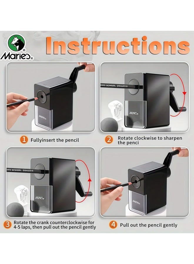 Maries Marie's Professional Pencil Sharpener for Artists - Adjustable 5-Stage Manual Sharpening, Fits 6-8.2mm Nibs, Ideal for Charcoal & Colored Pencils, Sketching and Drawing Essentials, Maries - Image 3