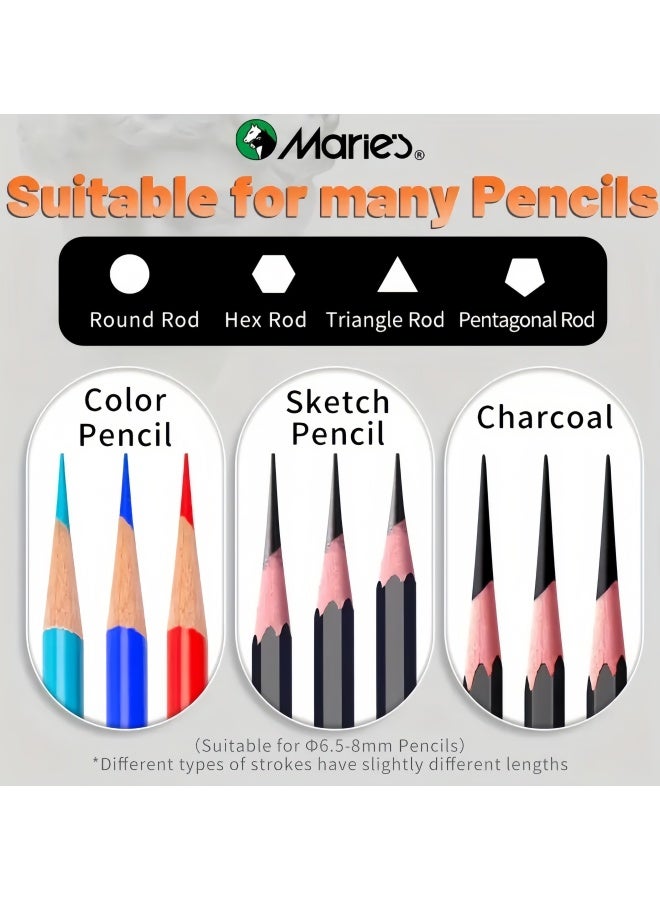 Maries Marie's Professional Pencil Sharpener for Artists - Adjustable 5-Stage Manual Sharpening, Fits 6-8.2mm Nibs, Ideal for Charcoal & Colored Pencils, Sketching and Drawing Essentials, Maries - Image 5