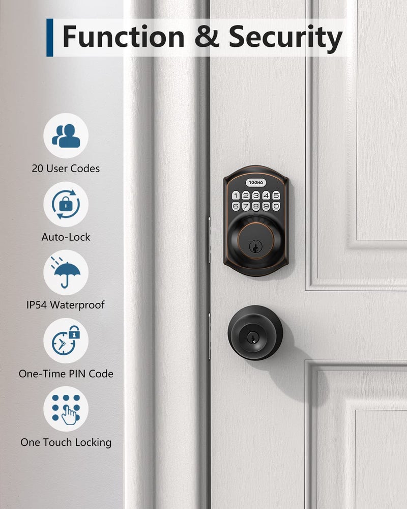 TEEHO TE001 Keyless Entry Door Lock with Keypad - Smart Deadbolt Lock for Front Door with 2 Keys - Auto Lock - Easy Installation - Oil-Rubbed Bronze - Image 5