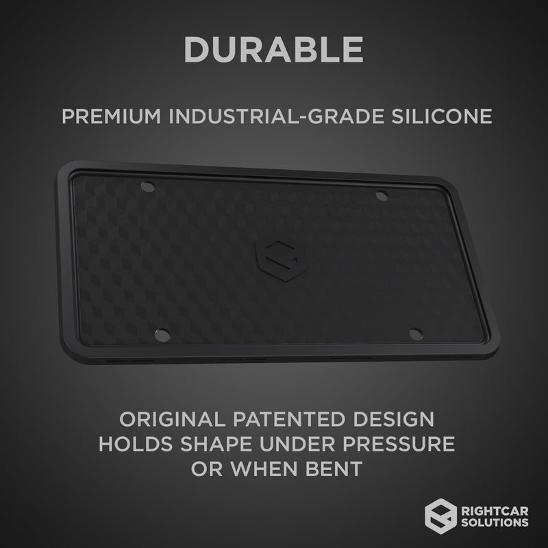 Rightcar Solutions Silicone License Plate Frame Rust Proof, Rattle Proof, Weather Proof Universal License Plate Holder for Front and Rear, Street Legal, No Obstruction - Black 2 Pack - Image 2