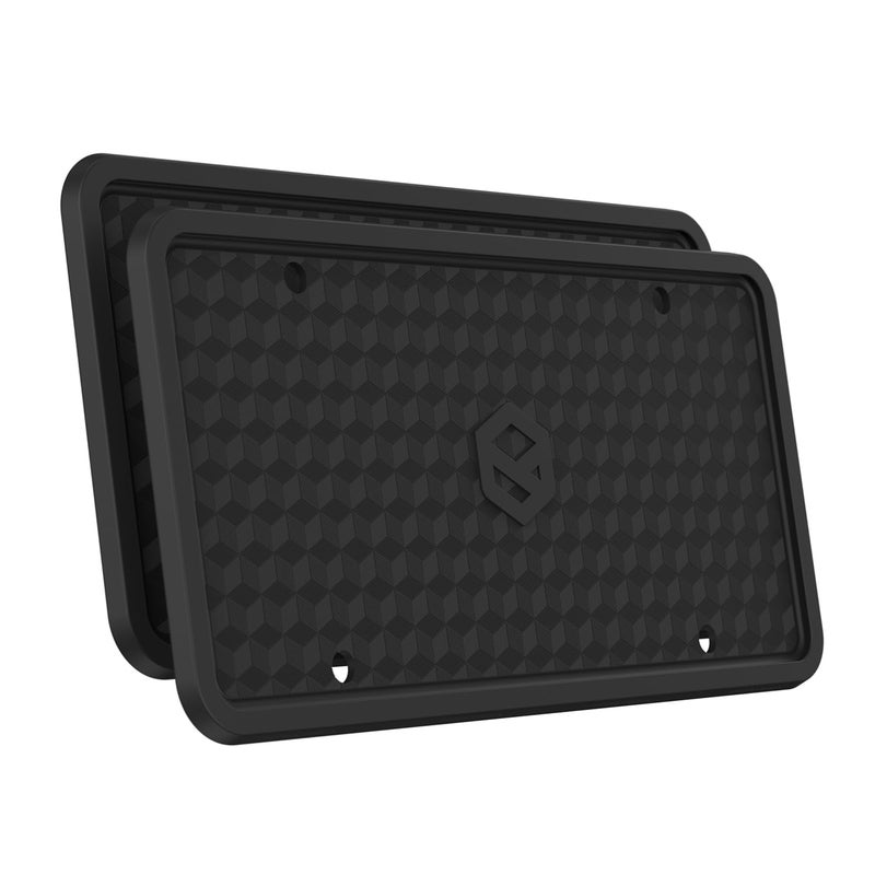 Rightcar Solutions Silicone License Plate Frame Rust Proof, Rattle Proof, Weather Proof Universal License Plate Holder for Front and Rear, Street Legal, No Obstruction - Black 2 Pack - Image 1