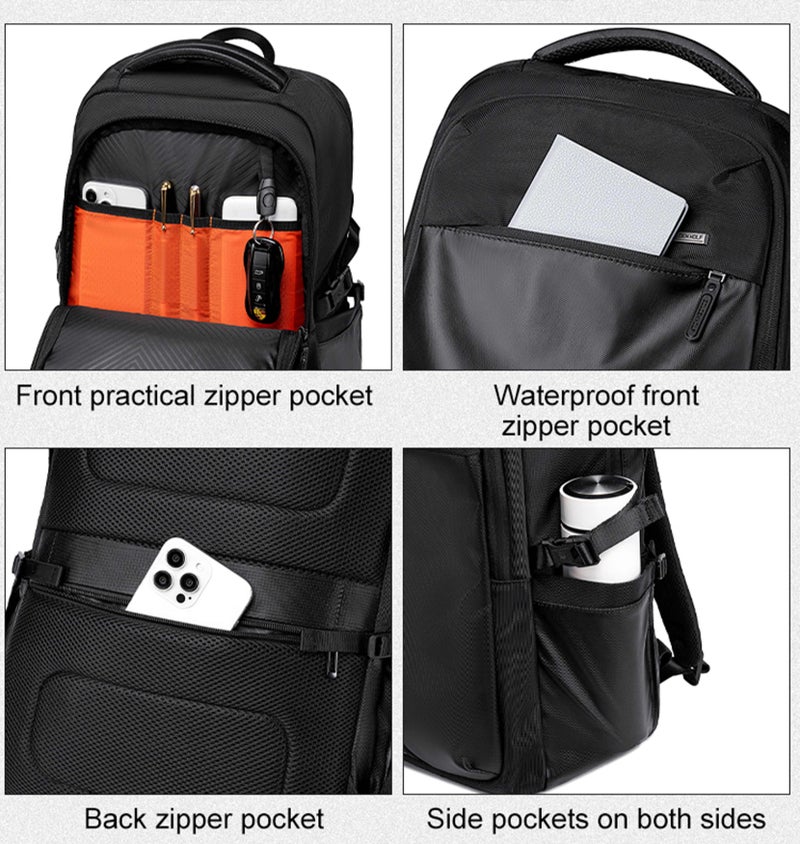ARCTIC HUNTER Golden Wolf Casual Laptop Backpack Water Resistant Daypack for Business Casual Travel College for Men Women, GB00916, Black - Image 4