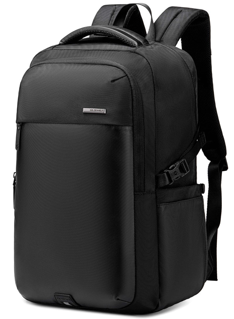ARCTIC HUNTER Golden Wolf Casual Laptop Backpack Water Resistant Daypack for Business Casual Travel College for Men Women, GB00916, Black - Image 1