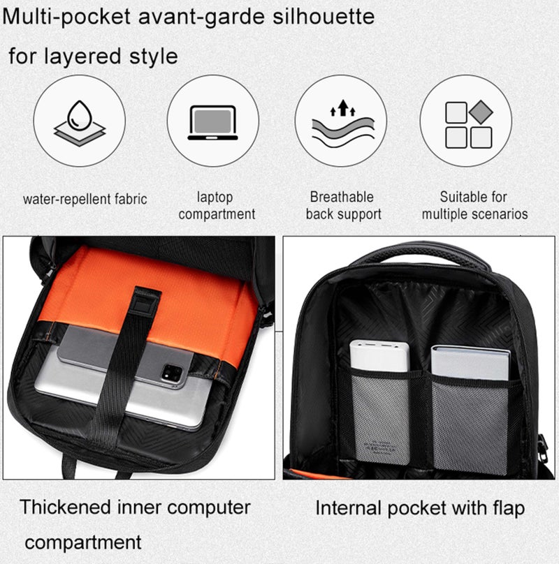 ARCTIC HUNTER Golden Wolf Casual Laptop Backpack Water Resistant Daypack for Business Casual Travel College for Men Women, GB00916, Black - Image 3