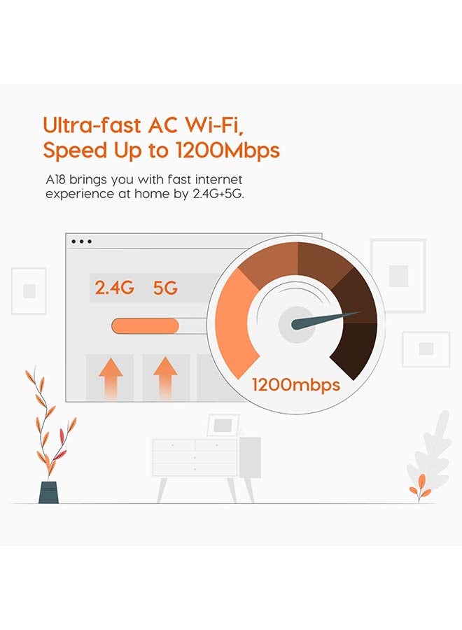 Tenda AC1200 Gigabit WiFi Range Extender White - Image 5