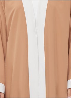 trendyol Camel Color Blocked Long Woven Dressless One Piece Cap & Abaya & Abaya TCTSS24KF00009  - Image 4