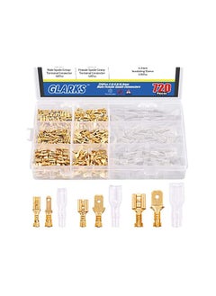 Glarks Glarks 720Pcs 2.8mm 4.8mm 6.3mm Male and Female Wire Spade Connector and Insulating Sleeve Assortment Kit Copper Wire Crimp Terminal Block with Nylon Sleeve Set for Car Audio Speaker  - Image 1