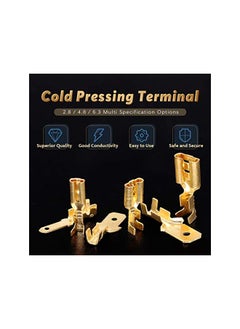 Glarks Glarks 720Pcs 2.8mm 4.8mm 6.3mm Male and Female Wire Spade Connector and Insulating Sleeve Assortment Kit Copper Wire Crimp Terminal Block with Nylon Sleeve Set for Car Audio Speaker  - Image 4