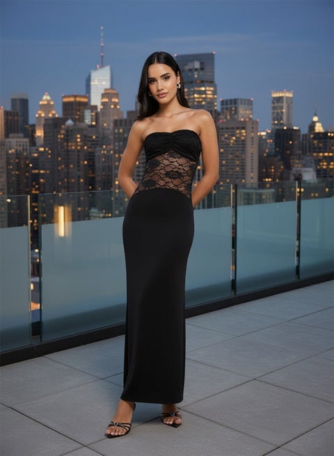 Bandeau Lace Cutout Detail Dress