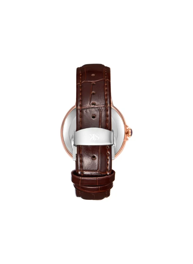 KENNETH SCOTT Men's Genuine Leather Analog Watch K23053-RLDW - 41 mm