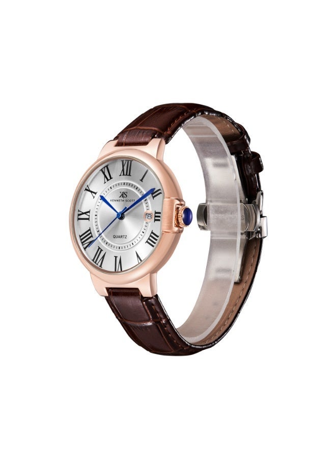كينيث سكوت ساعة يد جلد طبيعي للرجال بعقارب ٤١ مم - Image 2