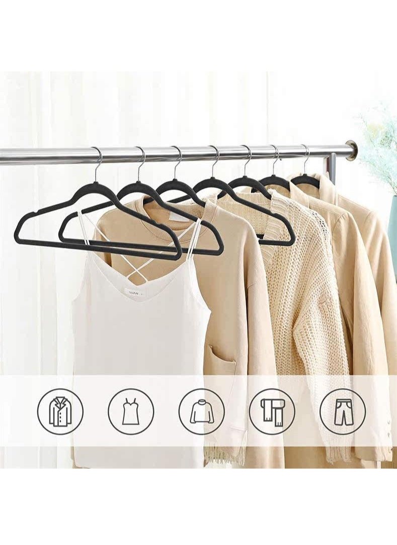 100-Piece Non-Slip Velvet 360 Degree Swivel Hangers Set Black