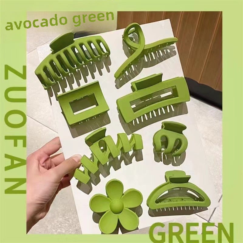 Generic Summer Colorful Hair Claw Set Modern Shark Clip Accessories avocado green 8-piece set