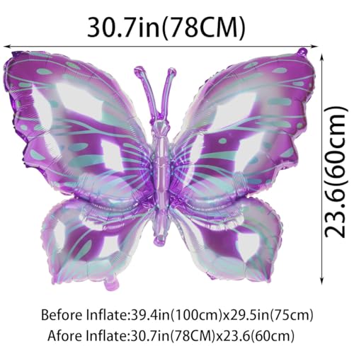 SAMOKA Purple Butterfly Balloons4 PCS 40 Inch Butterfly BalloonsButterflys Decorations - Image 5