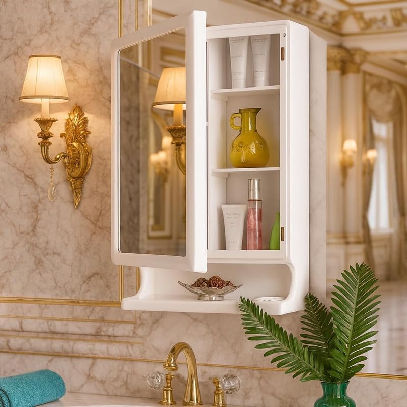 DS ENTERPRISE Luxury Bathroom Cabinet with Mirror| Crafted from Premium ABS | Great Looking & Impressive | Durable & Heavy | Multi-Level Storage and Hidden Toothbrush Holder | Makeup Accessories Organizer - Image 5