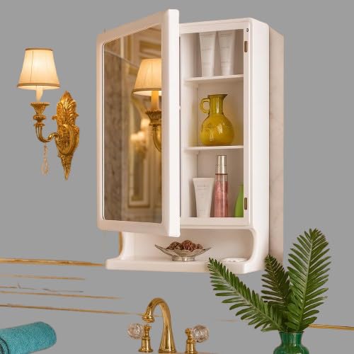 DS ENTERPRISE Luxury Bathroom Cabinet with Mirror| Crafted from Premium ABS | Great Looking & Impressive | Durable & Heavy | Multi-Level Storage and Hidden Toothbrush Holder | Makeup Accessories Organizer - Image 1