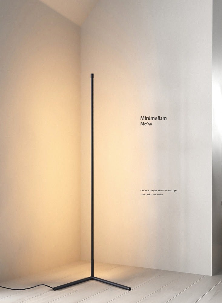 مودي مصباح أرضي LED حديث أبيض دافئ - مصباح زاوية ذكي قائم بقوة 20 وات لغرفة المعيشة وغرفة النوم - إضاءة بيضاء بسيطة - إضاءة محيطة لديكور المنزل (أسود - أبيض دافئ) - Image 3