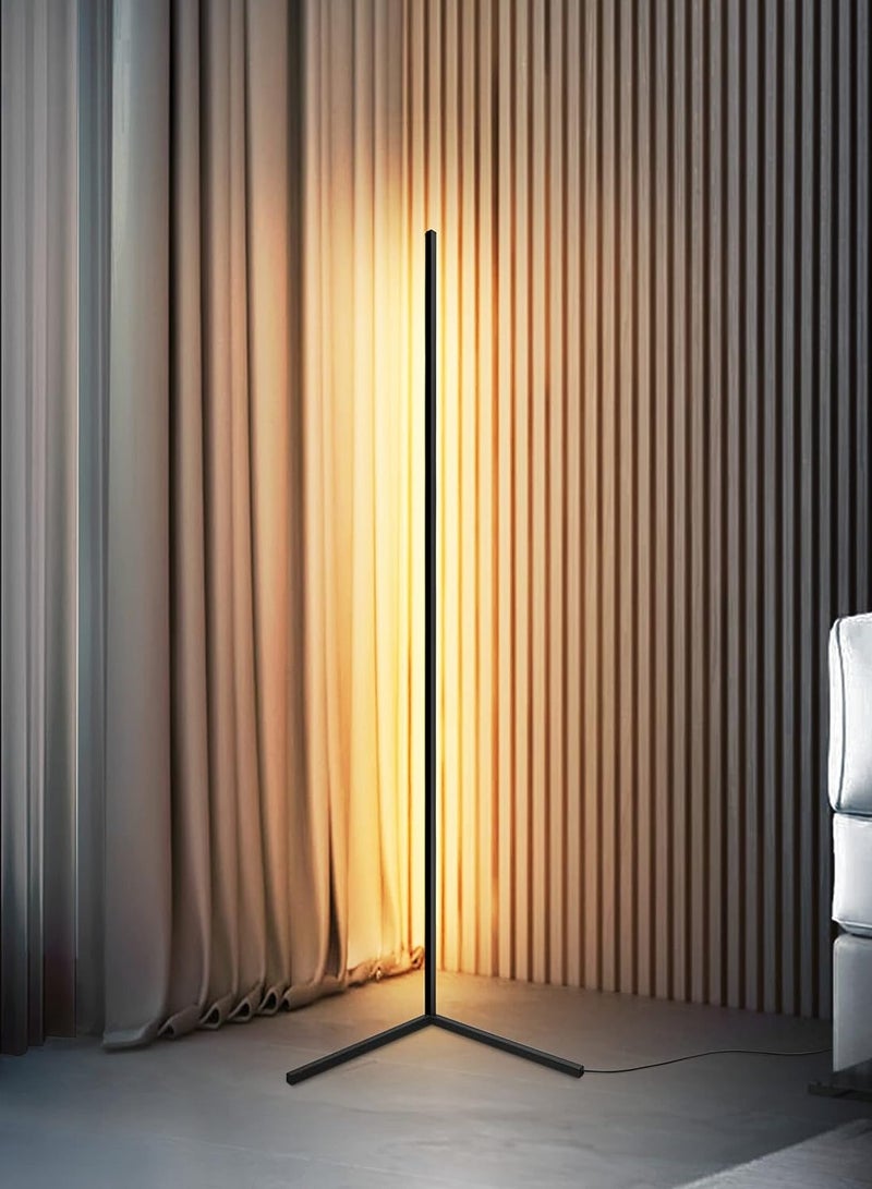 مودي مصباح أرضي LED حديث أبيض دافئ - مصباح زاوية ذكي قائم بقوة 20 وات لغرفة المعيشة وغرفة النوم - إضاءة بيضاء بسيطة - إضاءة محيطة لديكور المنزل (أسود - أبيض دافئ) - Image 5