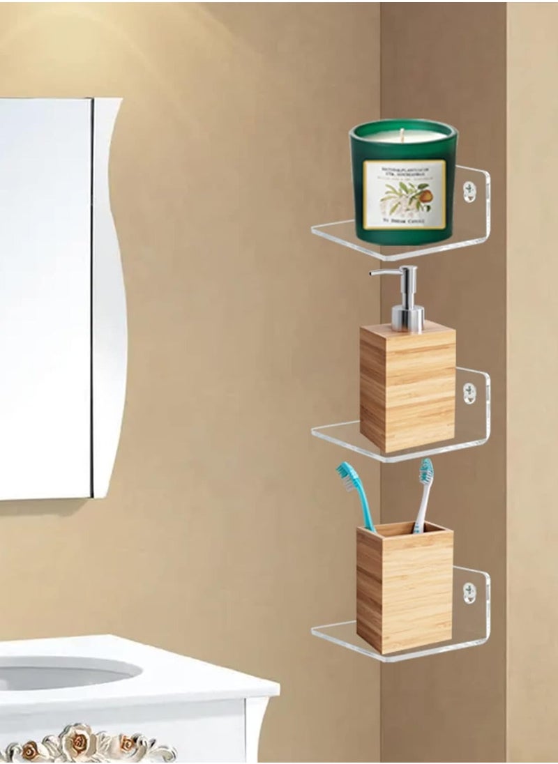 TPGP Acrylic Small Floating Shelves for Wall, 6-Ledges, Clear Mini Display Floating Shelf, Flexible Use with Adhesive or Screw  - Image 4