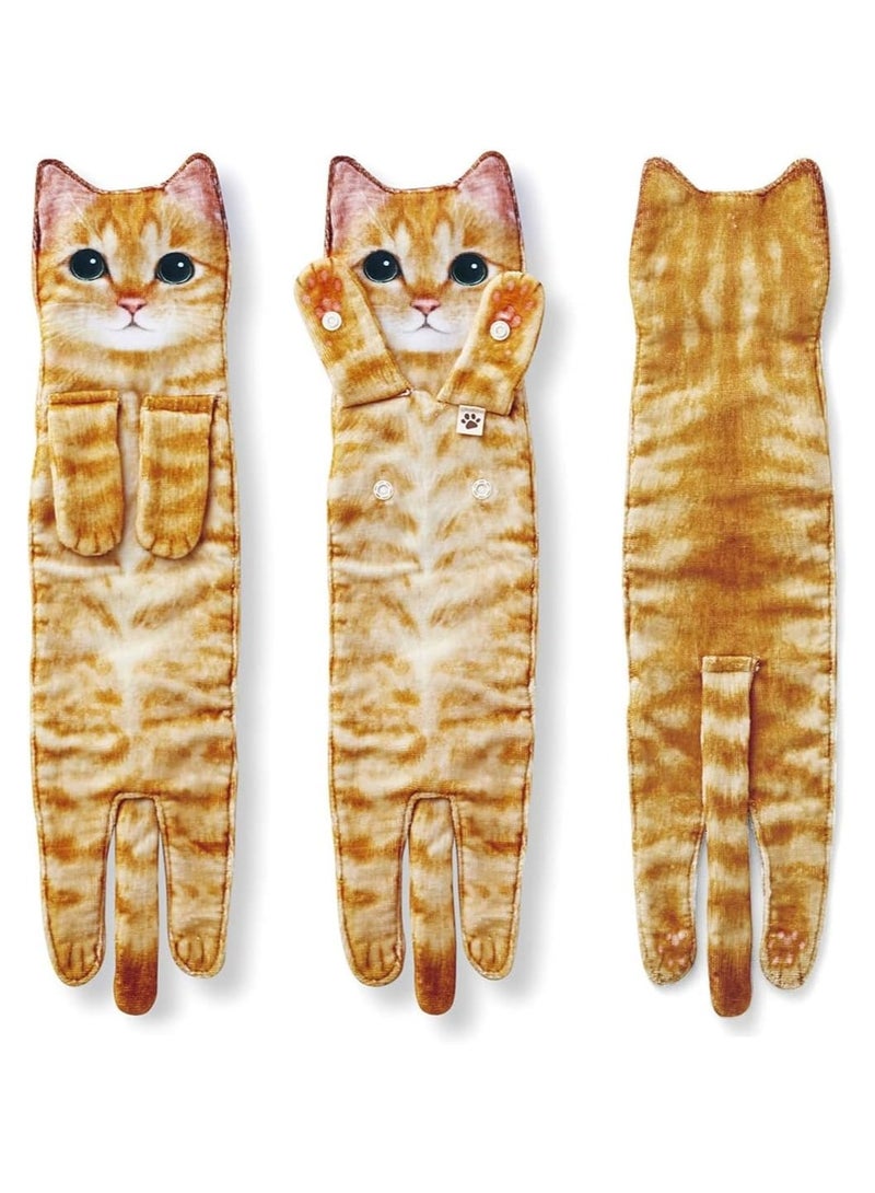 عام منشفة يد طريفة بتصميم قطة لطيفة، مناشف حمام ومطبخ ديكورية، قابلة للاستيعاب العالي، ناعمة - Image 2