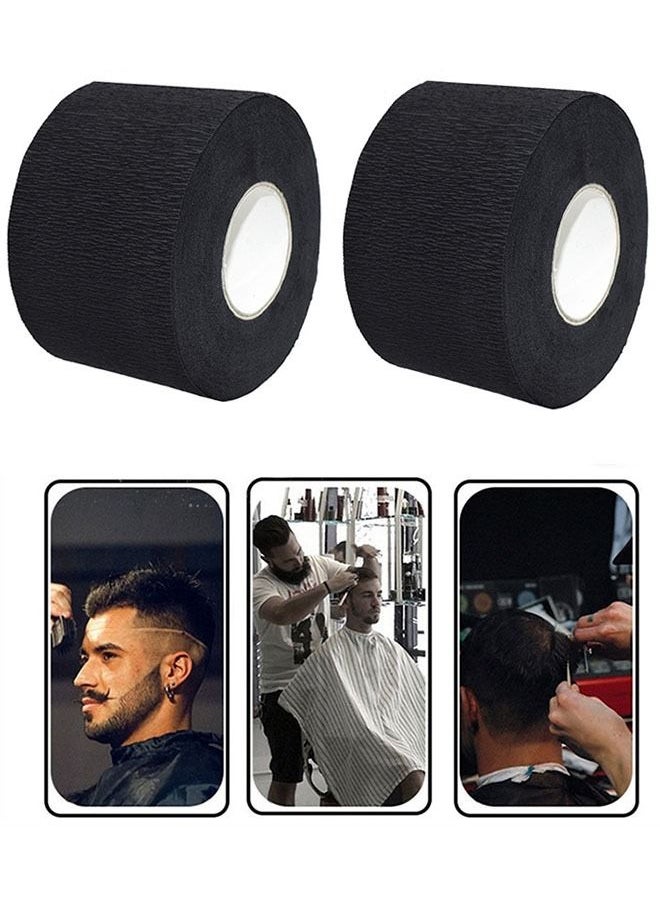 Ant 2 Rolls Professional Disposable Barber Paper Neck Strips, Hairdressing Stretchy Wrap & Neck Paper Tissue Roll for Salon Haircutting Barbershop Supplies, Salon Accessories (Black)  - Image 1