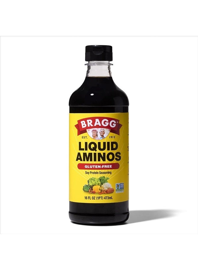 Bragg Liquid Aminos All Purpose Seasoning – Soy Sauce Alternative – Gluten Free, No GMO's, Kosher Certified, 16 ounce - Image 1
