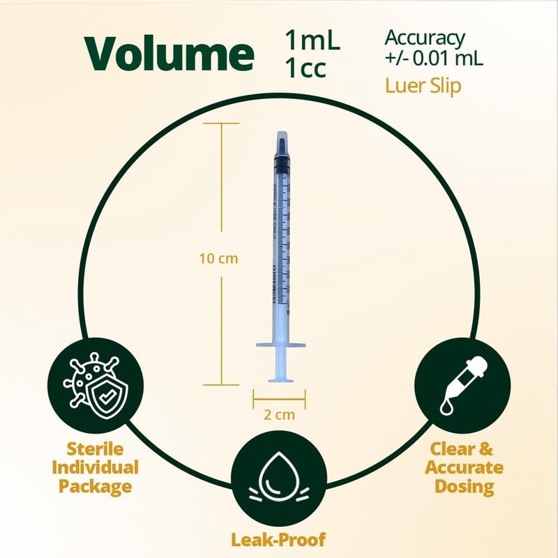 Elimedical Veterinary Syringe Without Needle, Luer Slip 1cc 100pcs/box 01ST - Image 4