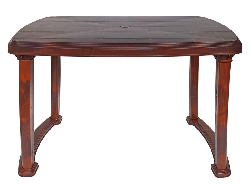 EASY.DAY EASYDAY Arjun Plastic Rectangular Dining Table for Restaurant,Home,Study,Cafe | 100% Virgin 4 Seater Plastic Dining Table/Multipurpose Table for Indoor & Outdoor Use/Glossy Finish Table(Teakwood) - Image 1