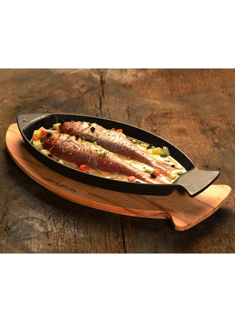 Lava Cast Iron Fish Pan, Fish Shaped, With Handle. 15X24CM.  - Image 2