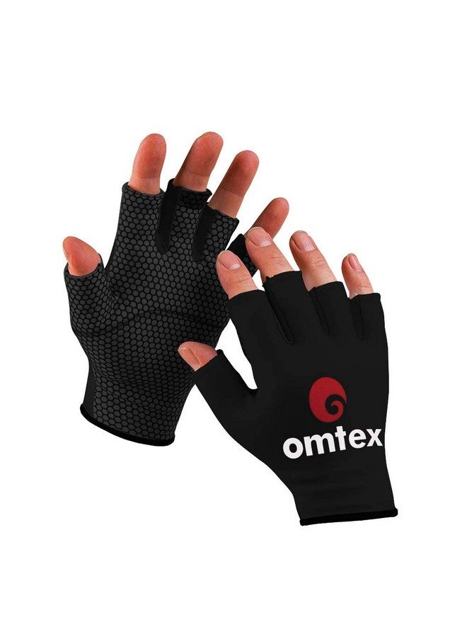 omtex omtex Cricket Finger Cut Catching Fielding Batting Gloves Sweat Absorbent to Enhance Grip and Durability- Black - Medium - Image 1