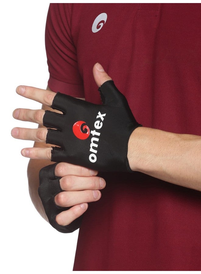 omtex omtex Cricket Finger Cut Catching Fielding Batting Gloves Sweat Absorbent to Enhance Grip and Durability- Black - Medium - Image 2