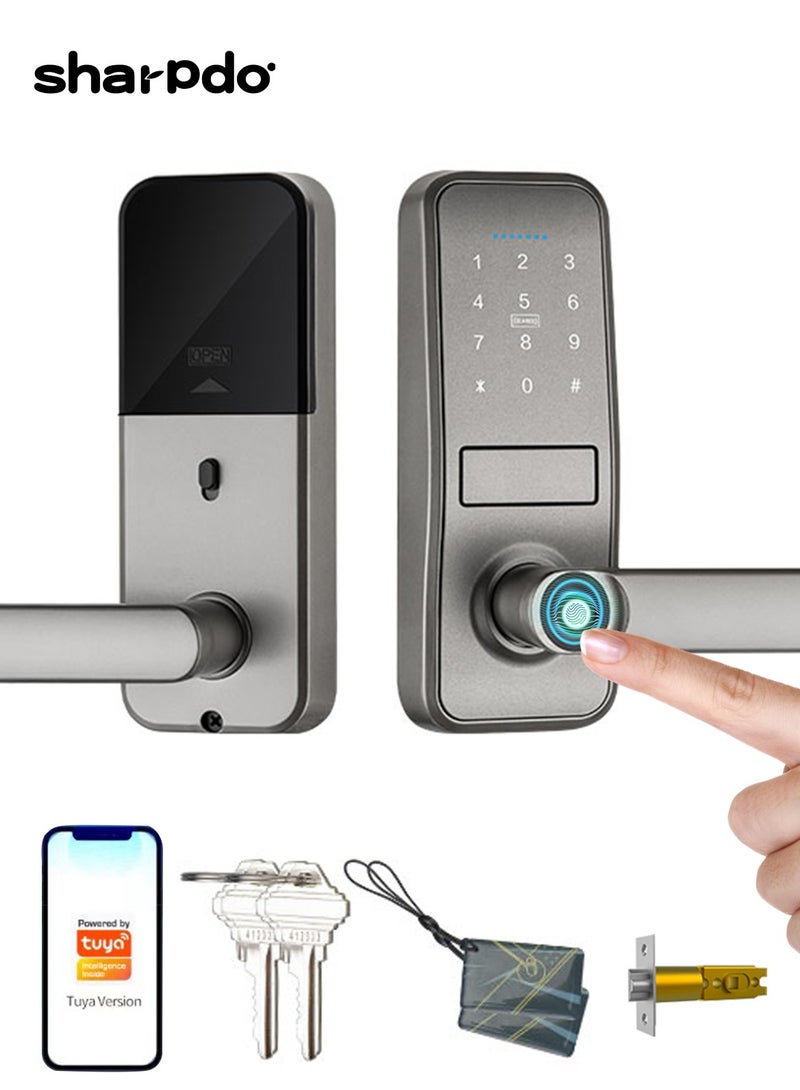 Sharpdo Smart Door Lock, Intelligent Electronic Password Lock, Fingerprint/App/Access Card/Password/Key, Virtual Password to Prevent Peeping - Image 1