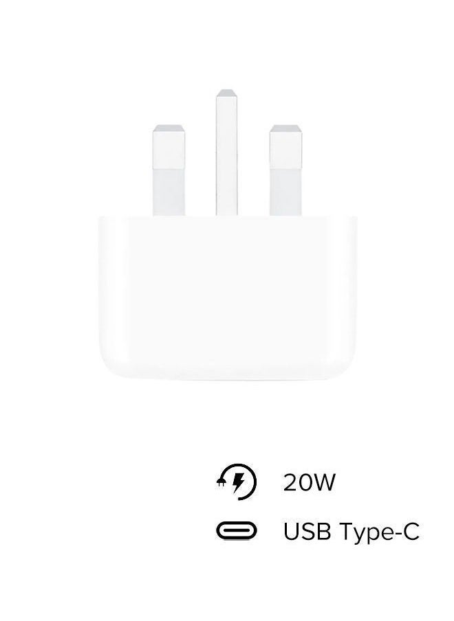 No branded - Triple plug power adapter with USB C port, 20 Watt, white color - Image 1