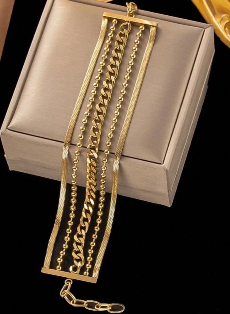 إيكوال اسوارة نسائية أنيقة من الاستانلس ستيل مطلية باللون الذهبي عيار 18 - Image 2