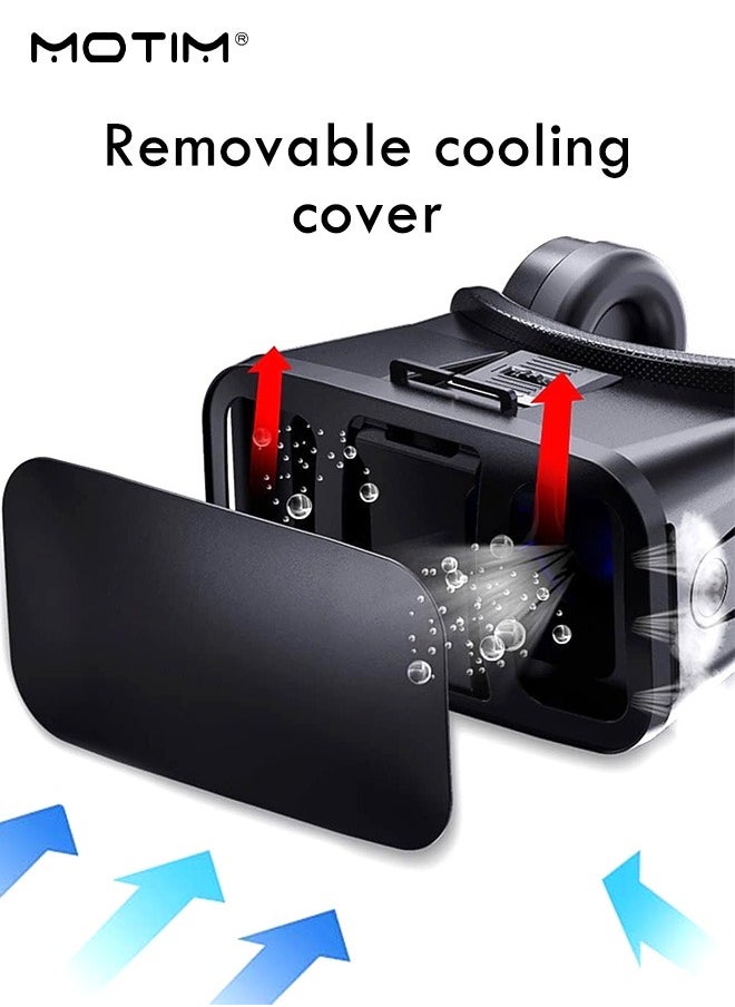 Motim - VR Headset + Y1 Joystick, 3D VR Virtual Reality Headset for Movies and Games, Thousand Magic Mirror, An-ti Bluelight VR Glasses Goggles Helmet, Adjustable Pupil Object Distan for Smartphone - Image 1