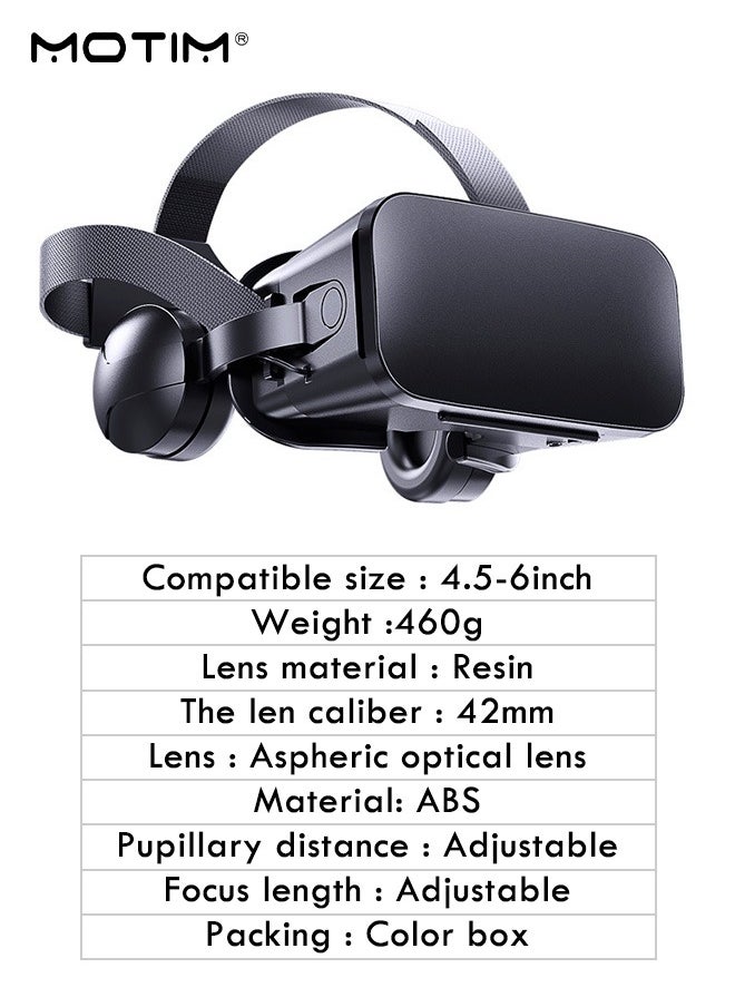 Motim - VR Headset + Y1 Joystick, 3D VR Virtual Reality Headset for Movies and Games, Thousand Magic Mirror, An-ti Bluelight VR Glasses Goggles Helmet, Adjustable Pupil Object Distan for Smartphone - Image 1