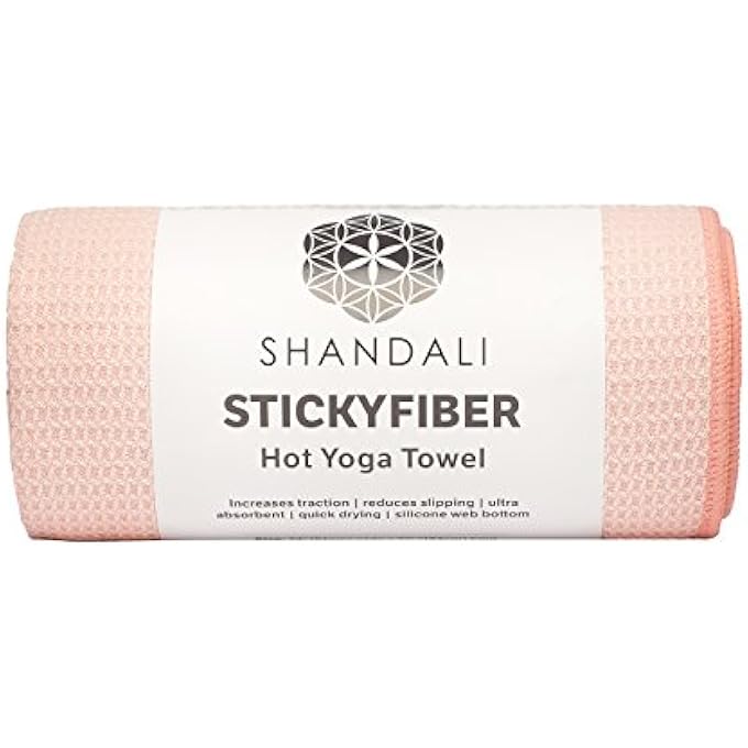 Shandali Hot Yoga Towel - Stickyfiber Yoga Towel - Mat-Sized, Microfiber, Super Absorbent, Anti-Slip, Injury Free, 24" X 72" - Bikram Yoga Towel - Exercise, Fitness, Pilates - Sakura Pink - Image 1