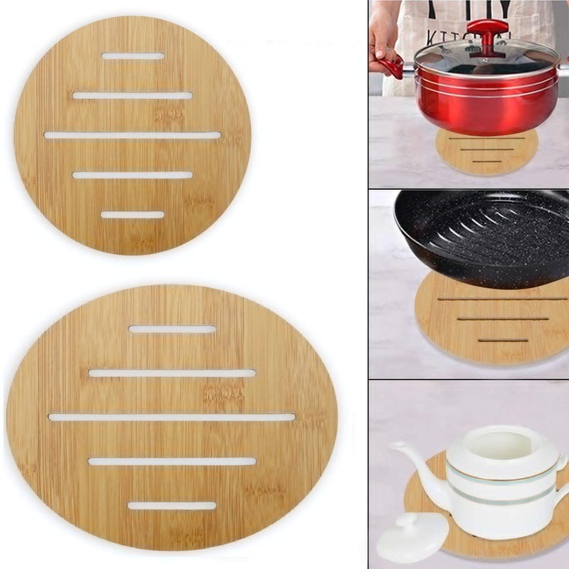 Tum Tum Bamboo Eco-Friendly Trivet Mat, Multi Function Kitchen Bamboo and Wood Dining Table Mat Hot Pads Tool for Hot Dishes, Pot, Bowl, Teapot, Coaster Holders. - Image 3