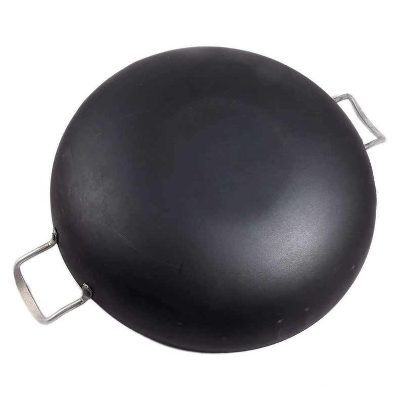 KITCHEN SHOPEE Traditional Iron Kadai Large Size 12 Inch Diameter Iron Cookware Skillet Frying Pan Tadka Pan 11 in Iron Tadka Pan Original Loha with Steel Handle 4 in10 cm - Image 4