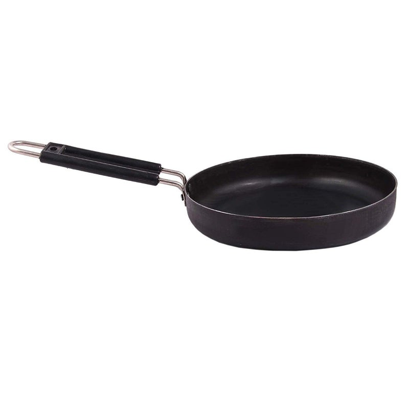 KITCHEN SHOPEE Traditional Iron Kadai Large Size 12 Inch Diameter Iron Cookware Skillet Frying Pan Tadka Pan 11 in Iron Tadka Pan Original Loha with Steel Handle 4 in10 cm - Image 5