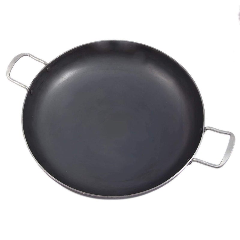 KITCHEN SHOPEE Traditional Iron Kadai Large Size 12 Inch Diameter Iron Cookware Skillet Frying Pan Tadka Pan 11 in Iron Tadka Pan Original Loha with Steel Handle 4 in10 cm - Image 2