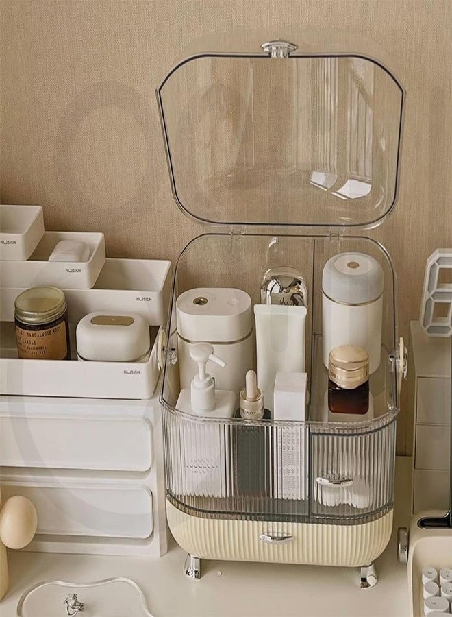 Ritmo منظم مكياج ريتومو، علبة عرض مستحضرات التجميل مع صندوق تخزين من طبقتين ومنظمات للعناية بالبشرة لسطح الحمام، وطاولة الزينة في غرفة النوم، والسفر. - Image 2