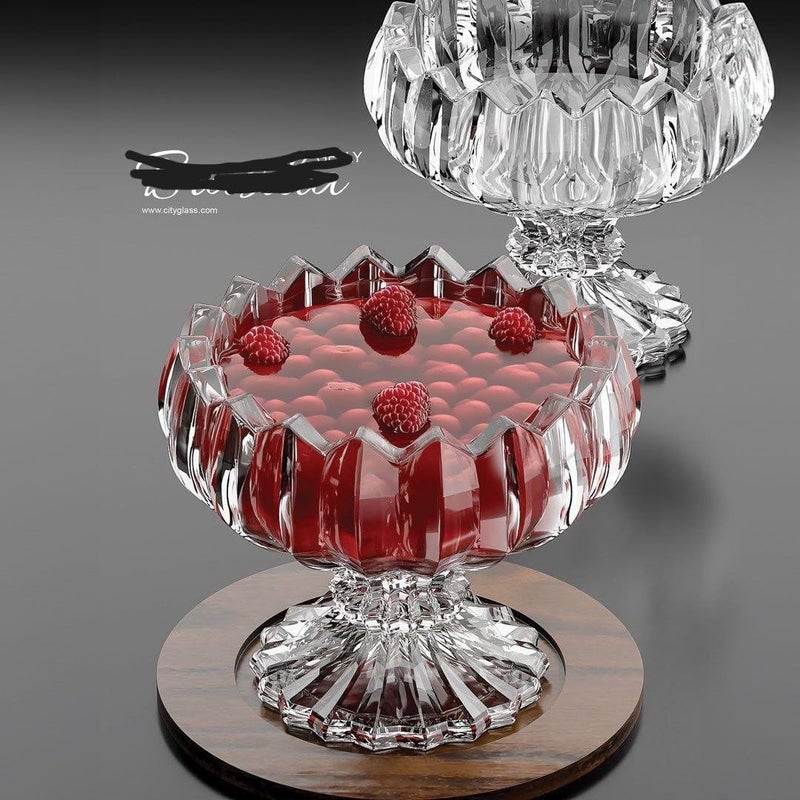 Generic Crystal Glass Ice Cream Bowl Set, 6-Piece, Decorative Pedestal Design .A2