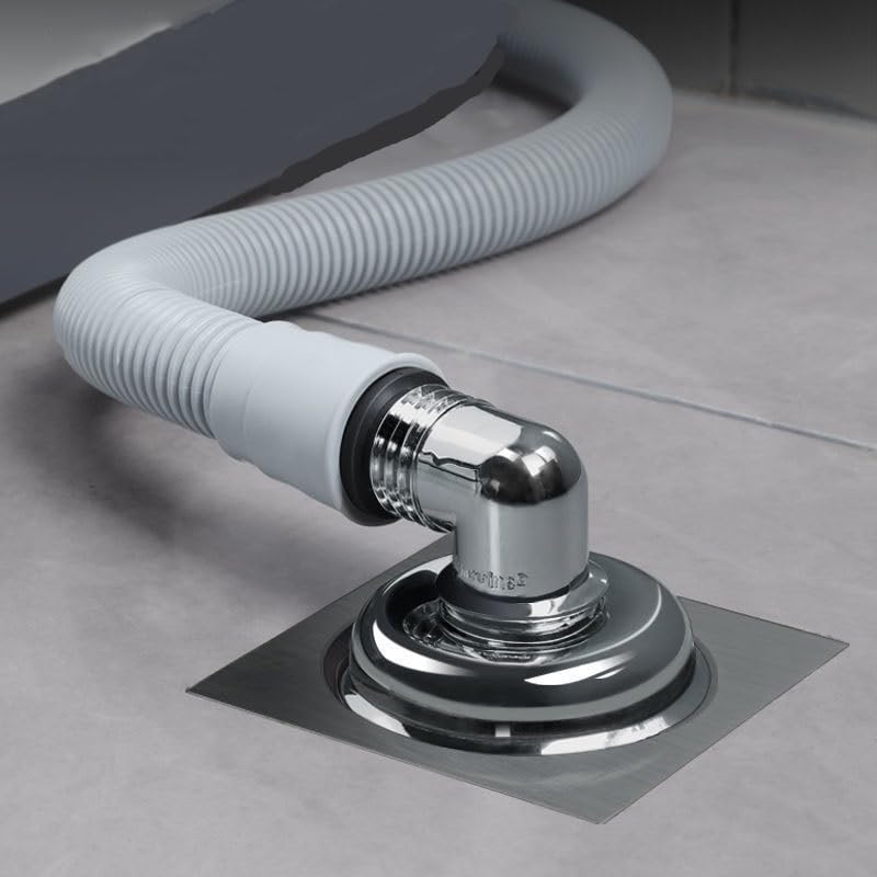 Rasikvar Anti Overflow Water Floor Drain with Easy Connector for Washing Machine Outlet Pipe Deodorant Joint Elbow for Pipe Silver ABS Rubber L Shape - Image 5