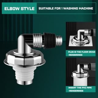 Rasikvar Anti Overflow Water Floor Drain with Easy Connector for Washing Machine Outlet Pipe Deodorant Joint Elbow for Pipe Silver ABS Rubber L Shape - Image 4